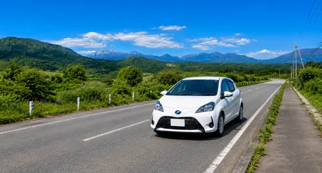 蒜山高原をドライブするレンタカー